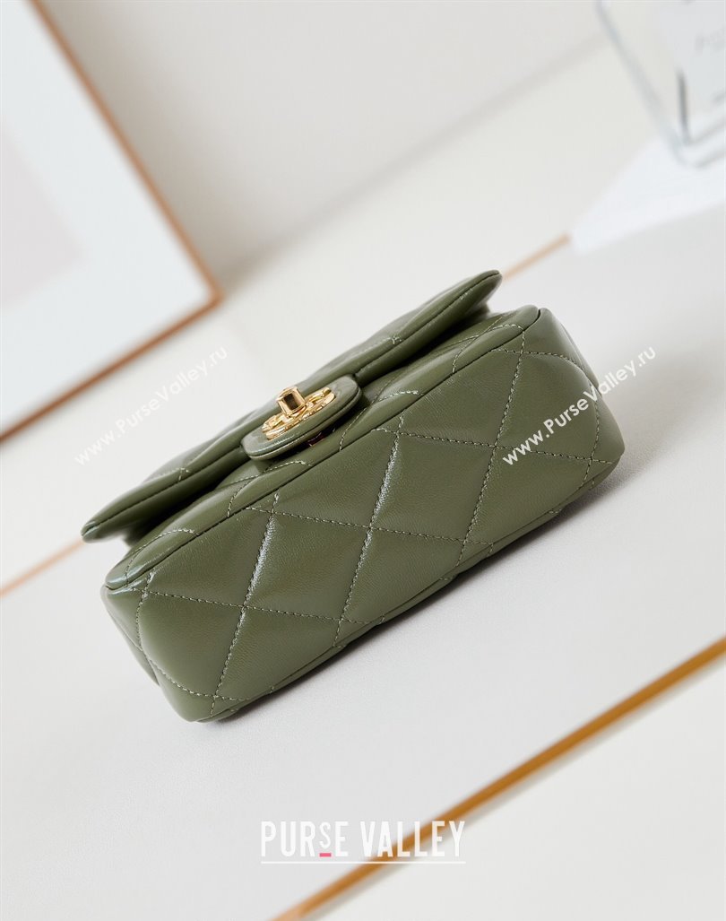 Chanel Lambskin Mini Flap bag with Top Handle AS5032 Green 2024 (yezi-240830018)