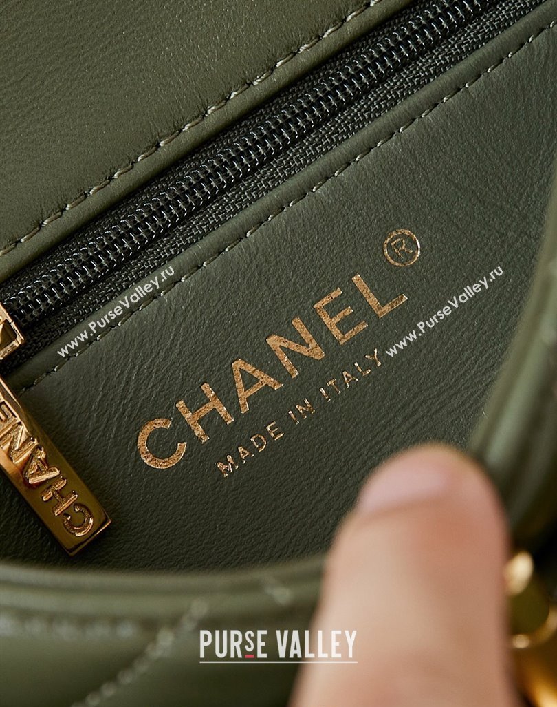 Chanel Lambskin Mini Flap bag with Top Handle AS5032 Green 2024 (yezi-240830018)