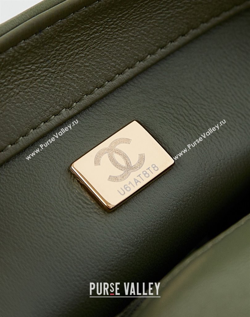 Chanel Lambskin Mini Flap bag with Top Handle AS5032 Green 2024 (yezi-240830018)