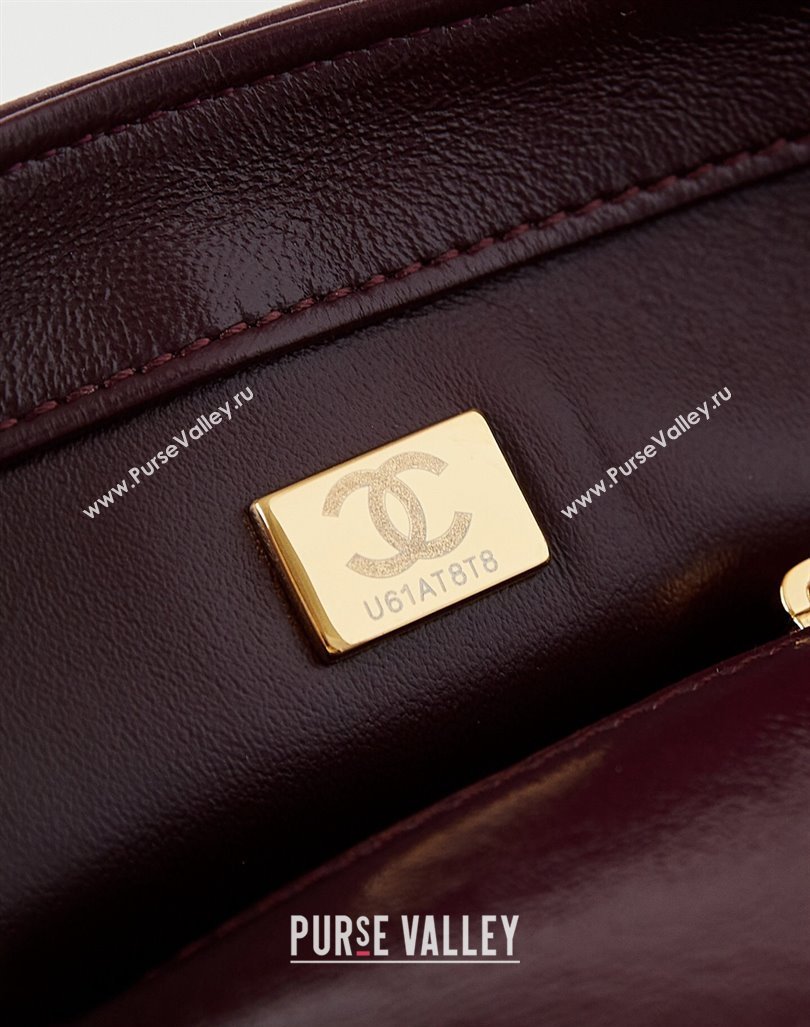 Chanel Lambskin Mini Flap bag with Top Handle AS5032 Dark Burgundy 2024 (yezi-240830019)