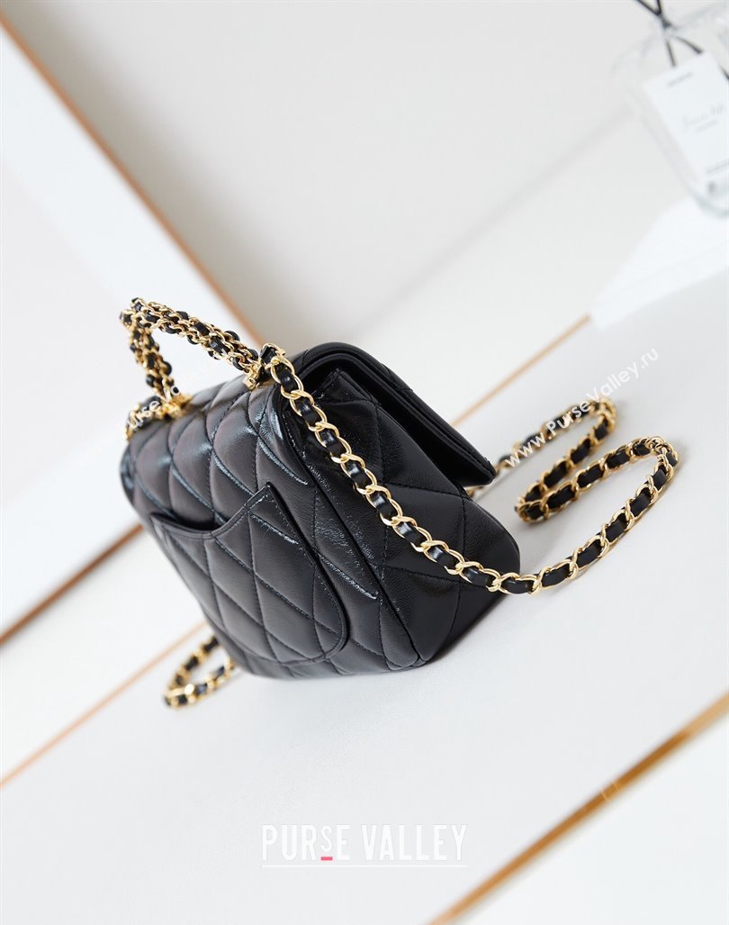 Chanel Lambskin Mini Flap bag with Top Handle AS5032 Black 2024 (yezi-240830020)