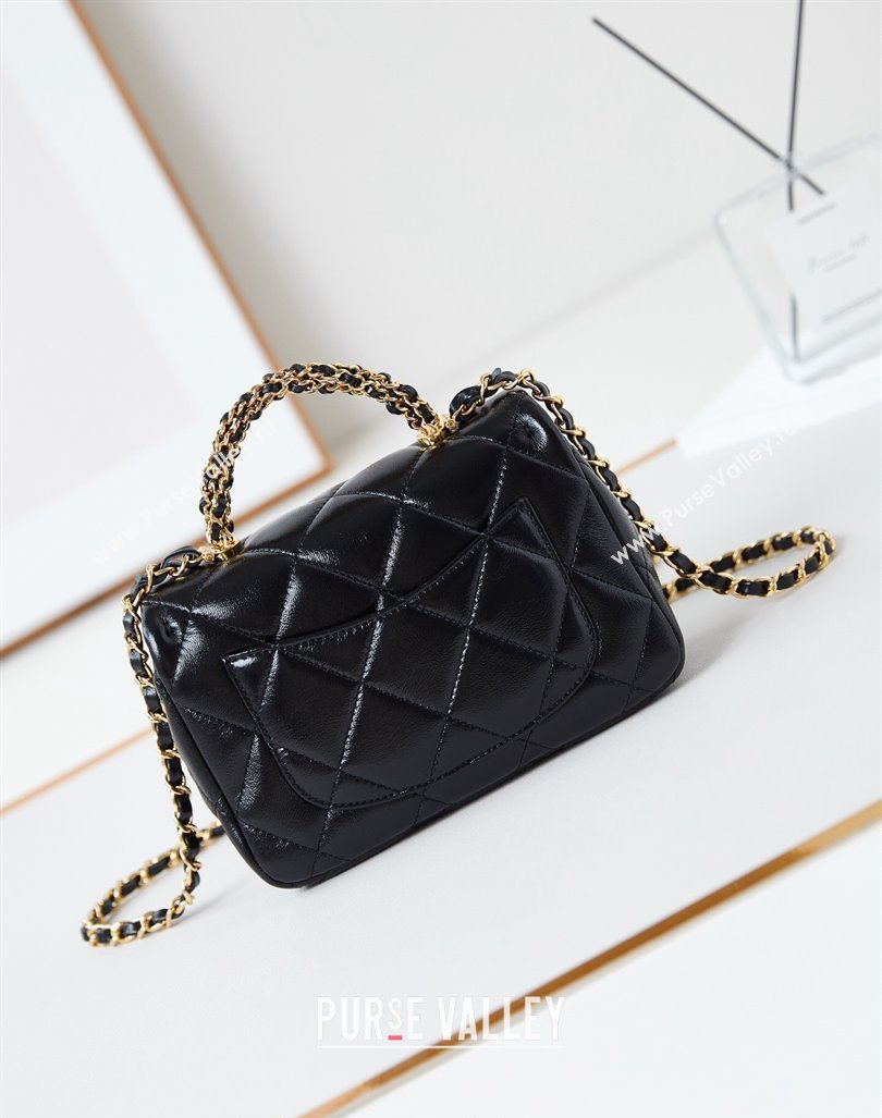 Chanel Lambskin Mini Flap bag with Top Handle AS5032 Black 2024 (yezi-240830020)