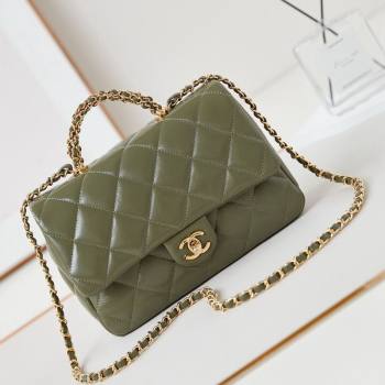 Chanel Lambskin Medium Flap bag with Top Handle AS5043 Green 2024 (yezi-240830022)