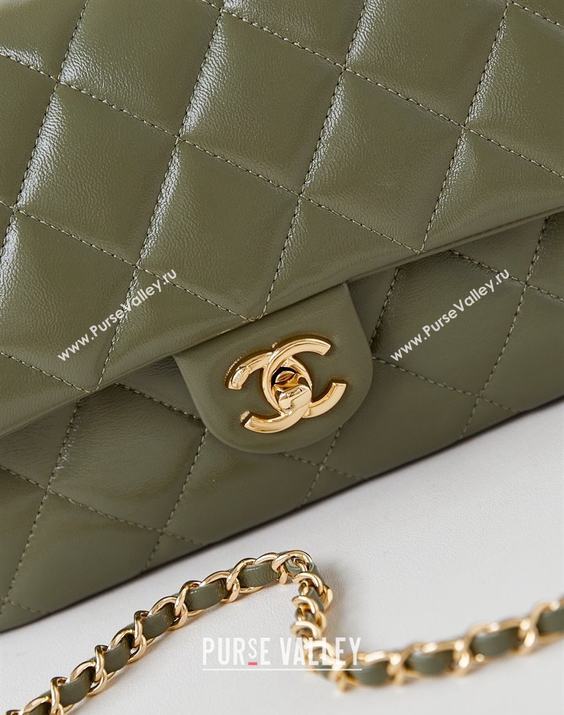 Chanel Lambskin Medium Flap bag with Top Handle AS5043 Green 2024 (yezi-240830022)