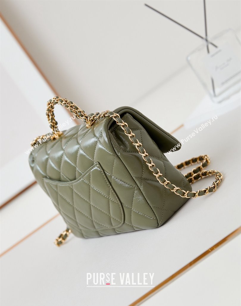 Chanel Lambskin Medium Flap bag with Top Handle AS5043 Green 2024 (yezi-240830022)