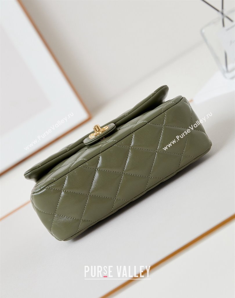 Chanel Lambskin Medium Flap bag with Top Handle AS5043 Green 2024 (yezi-240830022)