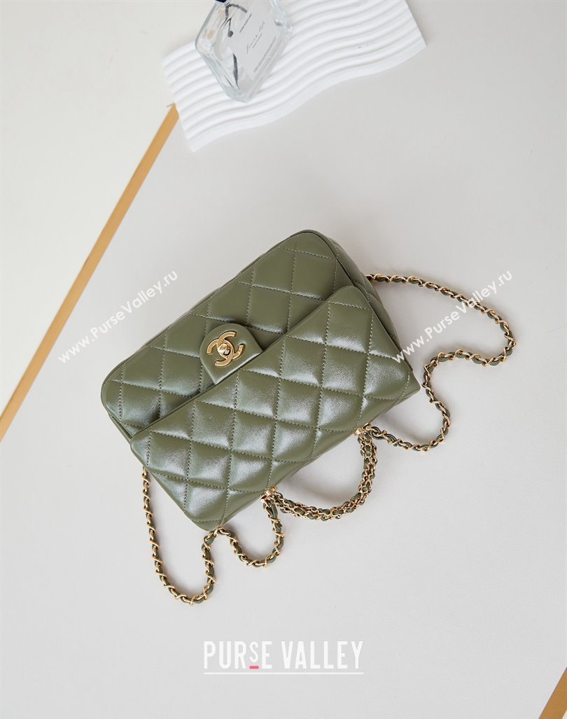 Chanel Lambskin Medium Flap bag with Top Handle AS5043 Green 2024 (yezi-240830022)