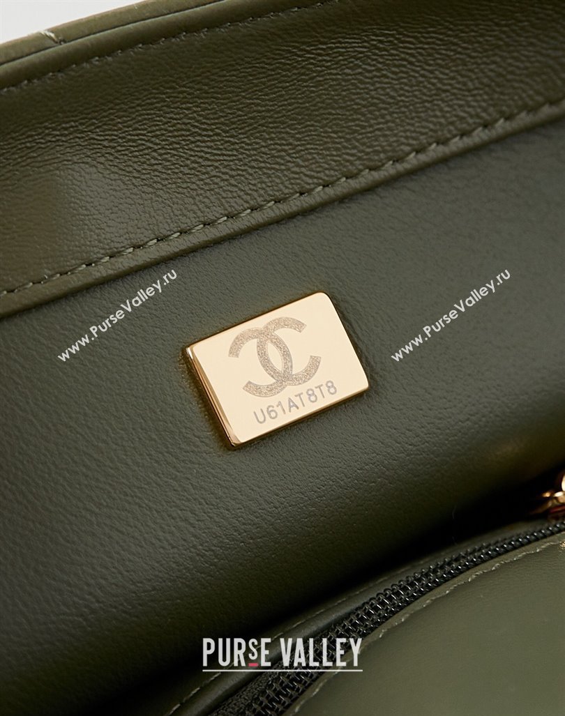 Chanel Lambskin Medium Flap bag with Top Handle AS5043 Green 2024 (yezi-240830022)