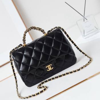 Chanel Lambskin Medium Flap bag with Top Handle AS5043 Black 2024 (yezi-240830024)