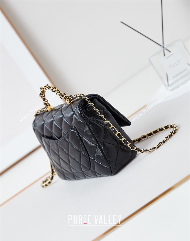 Chanel Lambskin Medium Flap bag with Top Handle AS5043 Black 2024 (yezi-240830024)