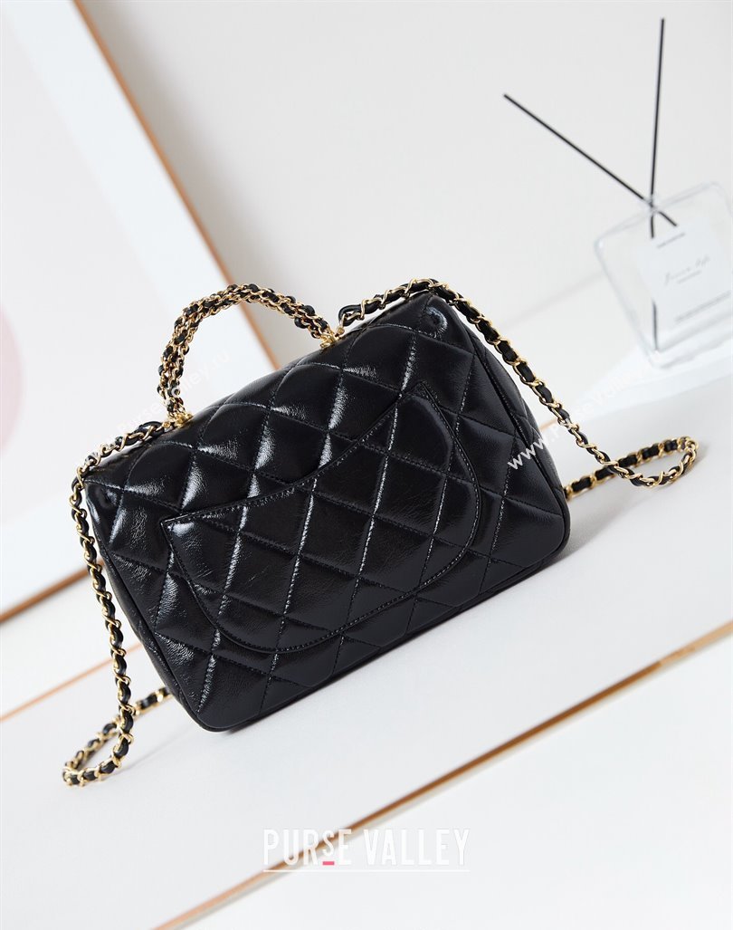 Chanel Lambskin Medium Flap bag with Top Handle AS5043 Black 2024 (yezi-240830024)