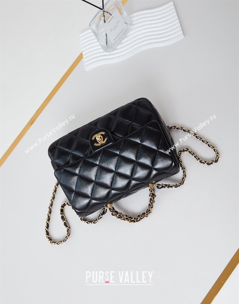 Chanel Lambskin Medium Flap bag with Top Handle AS5043 Black 2024 (yezi-240830024)