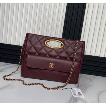 Chanel Lambskin Small Shopping bag AS5036 Dark Burgundy 2024 (yezi-240830042)