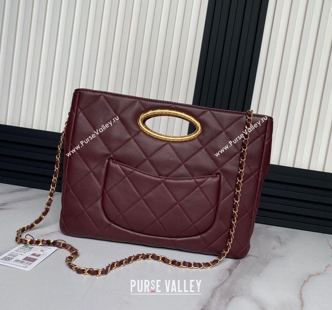 Chanel Lambskin Small Shopping bag AS5036 Dark Burgundy 2024 (yezi-240830042)