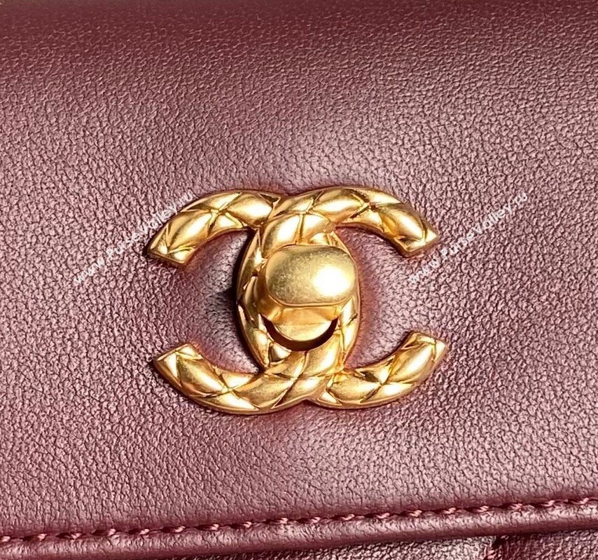 Chanel Lambskin Small Shopping bag AS5036 Dark Burgundy 2024 (yezi-240830042)