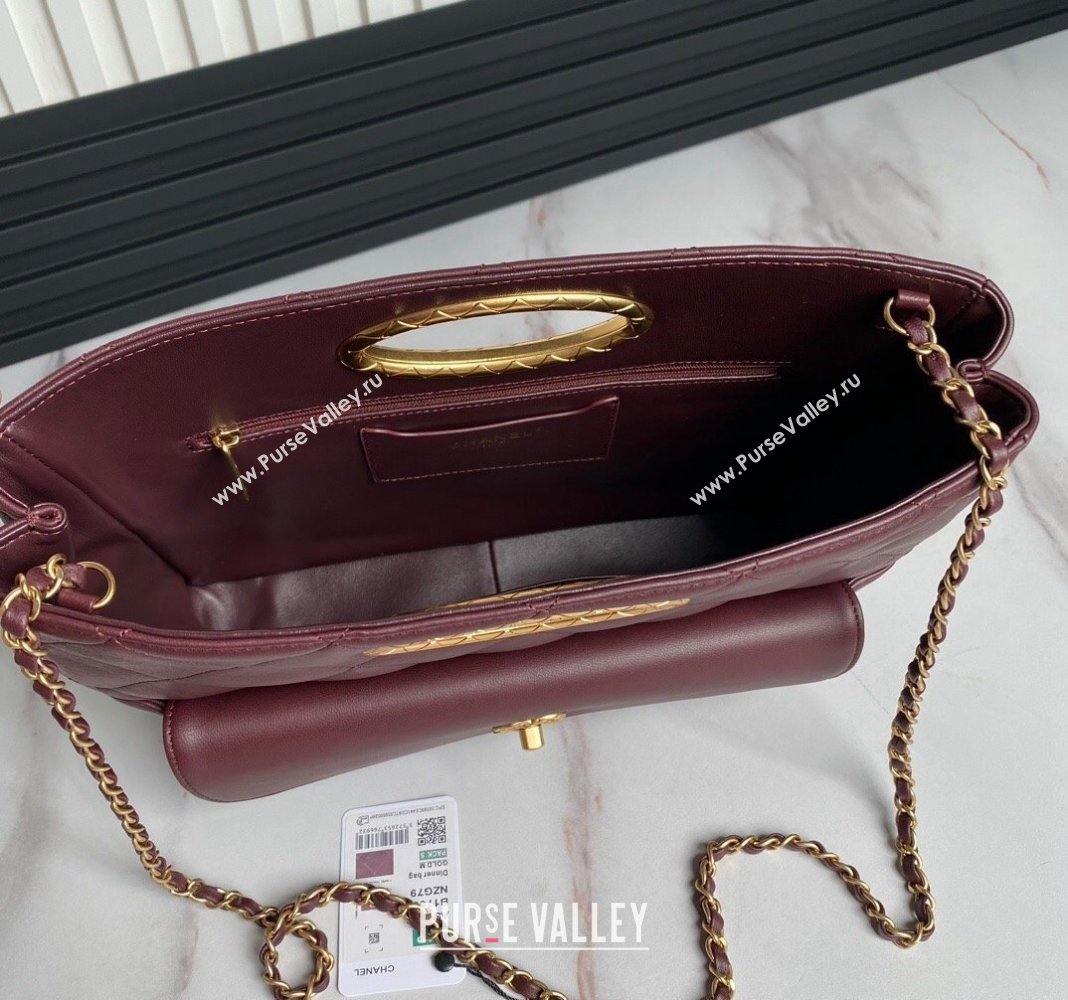 Chanel Lambskin Small Shopping bag AS5036 Dark Burgundy 2024 (yezi-240830042)