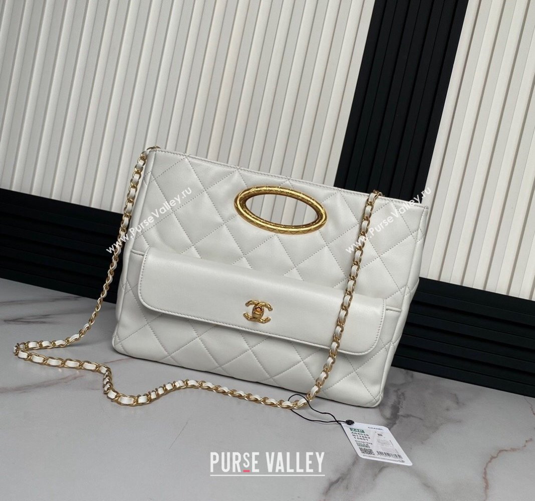 Chanel Lambskin Small Shopping bag AS5036 White 2024 (yezi-240830043)