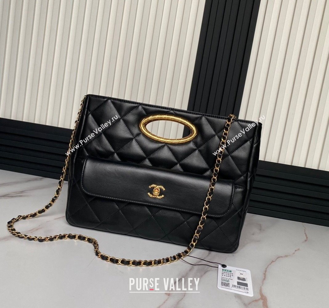 Chanel Lambskin Small Shopping bag AS5036 Black 2024 (yezi-240830044)