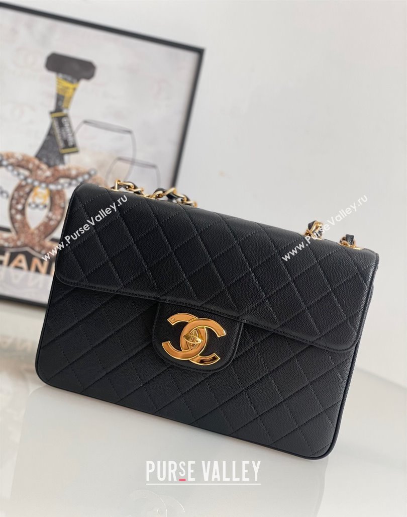 Chanel Vintage Grained Calfskin Flap bag Black 2024 A2222 668118 (yezi-240830064)