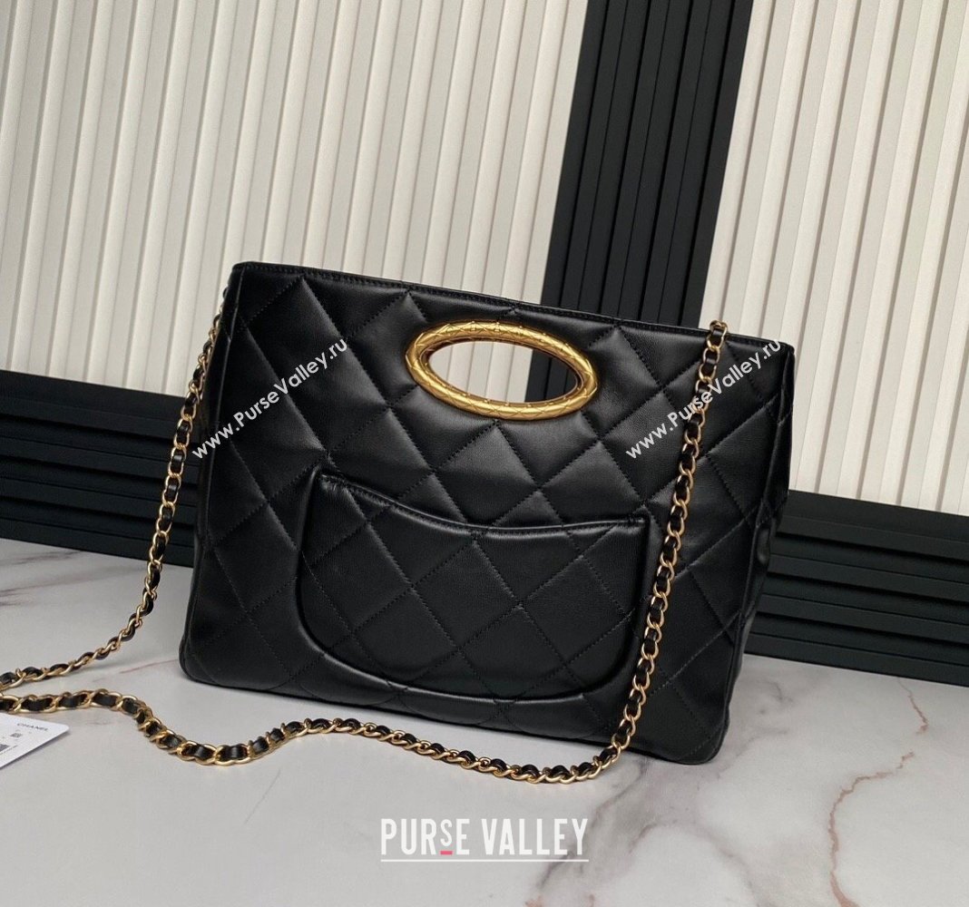 Chanel Lambskin Small Shopping bag AS5036 Black 2024 (yezi-240830044)