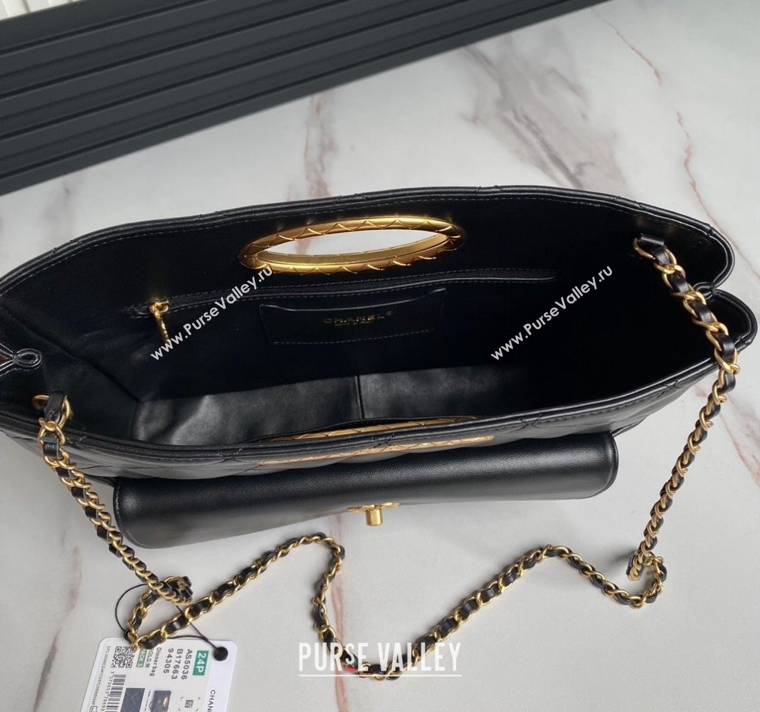 Chanel Lambskin Small Shopping bag AS5036 Black 2024 (yezi-240830044)