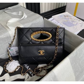 Chanel Lambskin Clutch with Chain Shoulder bag AS5038 Black 2024 (yezi-240830041)