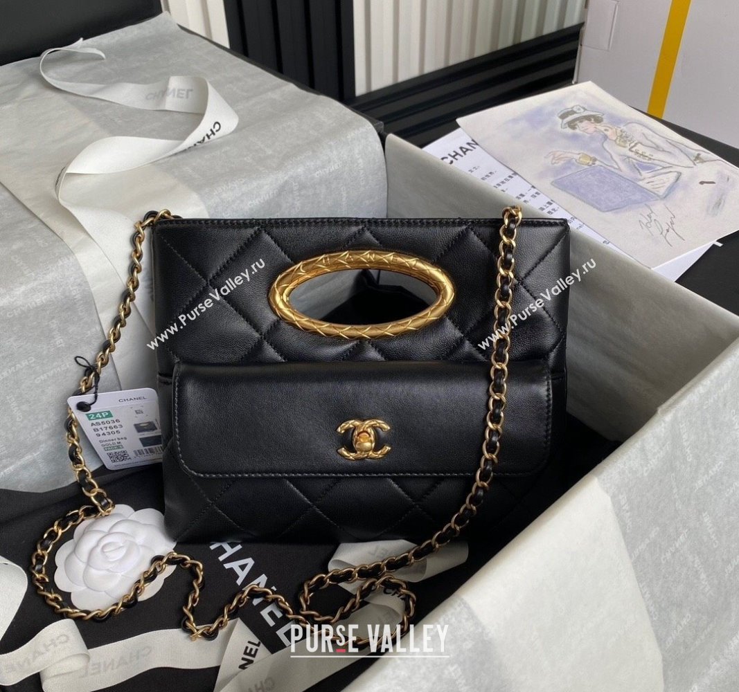 Chanel Lambskin Clutch with Chain Shoulder bag AS5038 Black 2024 (yezi-240830041)