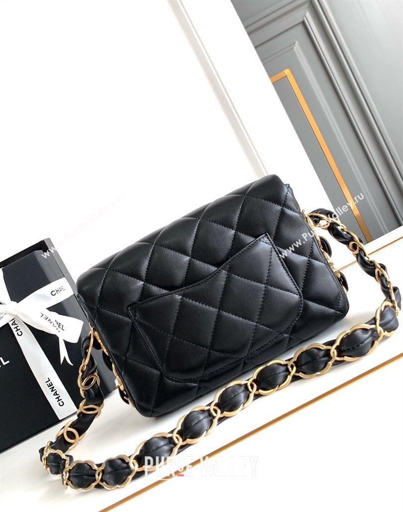 Chanel Lambskin Small Flap bag with CC Chain Black 2024 CH083002 (yezi-240830085)