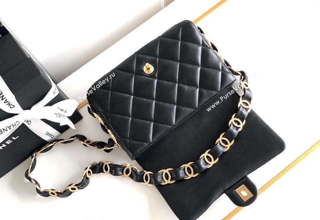 Chanel Lambskin Small Flap bag with CC Chain Black 2024 CH083002 (yezi-240830085)