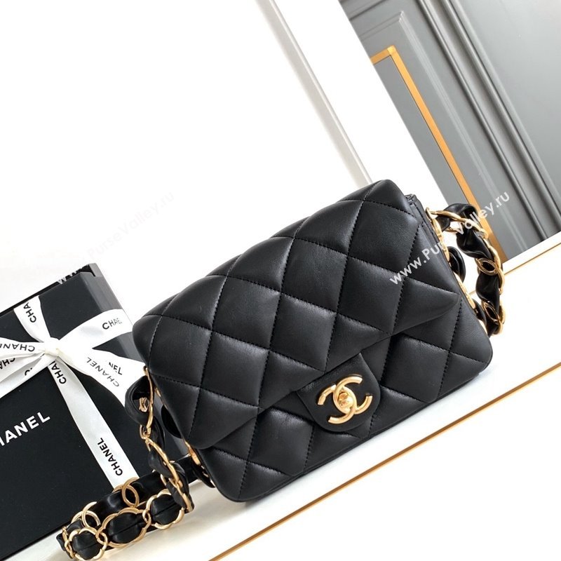 Chanel Lambskin Mini Flap bag with CC Chain Black 2024 CH083001 (yezi-240830082)