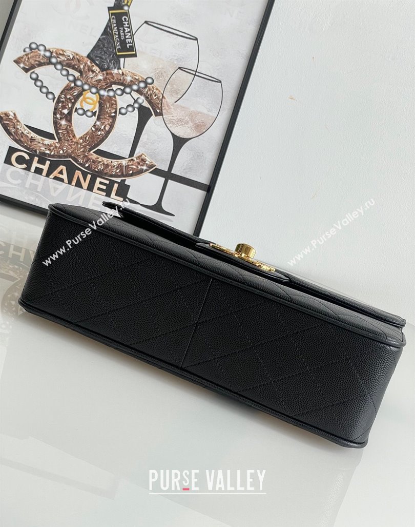 Chanel Vintage Grained Calfskin Flap bag Black 2024 A2222 668118 (yezi-240830064)