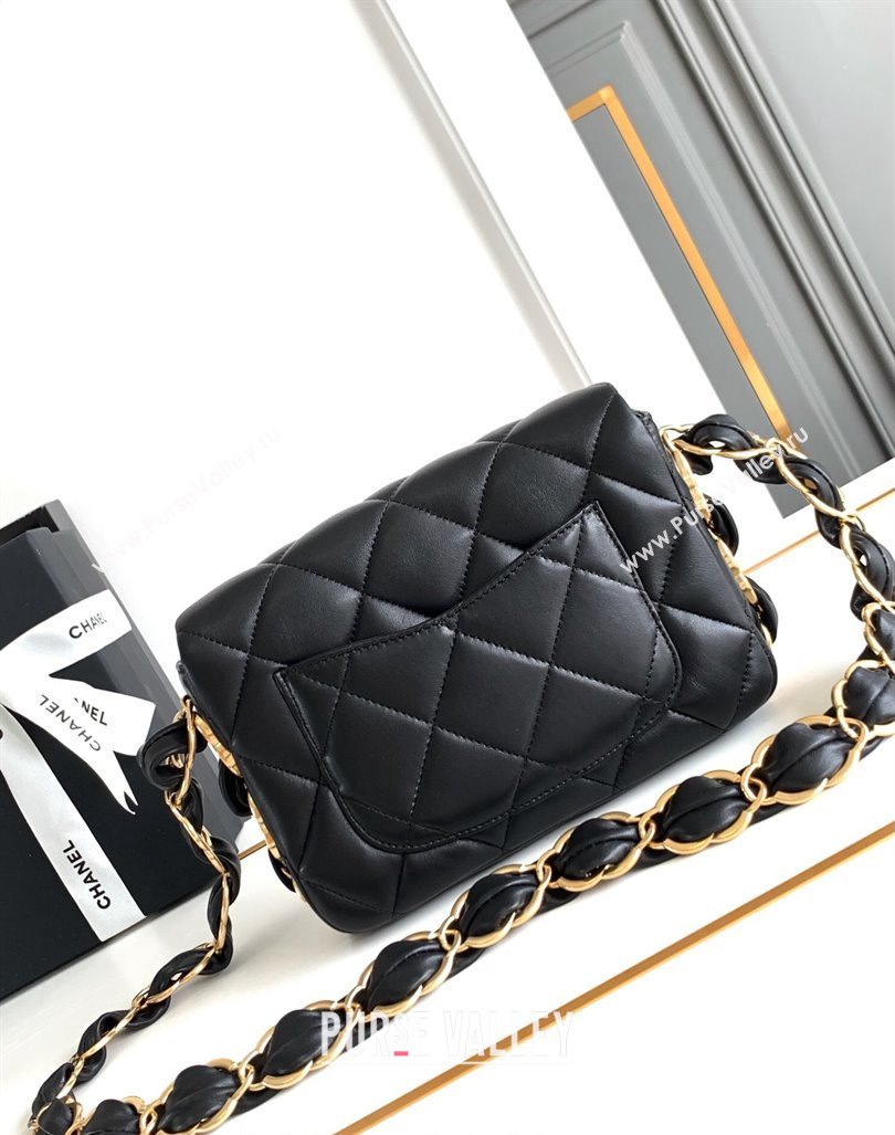 Chanel Lambskin Mini Flap bag with CC Chain Black 2024 CH083001 (yezi-240830082)