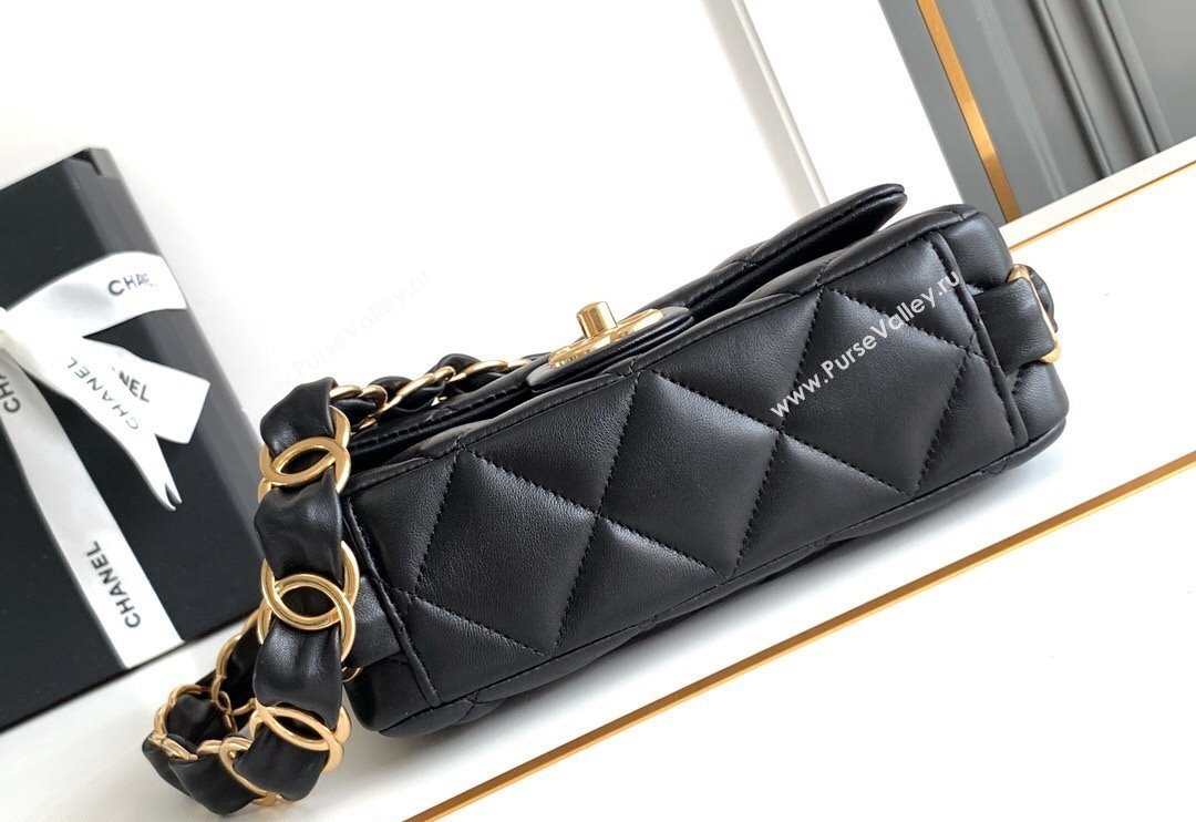 Chanel Lambskin Mini Flap bag with CC Chain Black 2024 CH083001 (yezi-240830082)