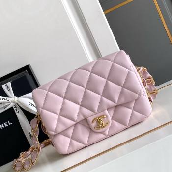 Chanel Lambskin Small Flap bag with CC Chain Light Pink 2024 CH083002 (yezi-240830086)