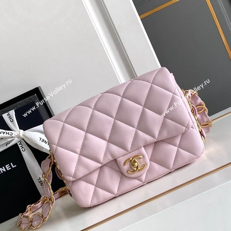 Chanel Lambskin Small Flap bag with CC Chain Light Pink 2024 CH083002 (yezi-240830086)