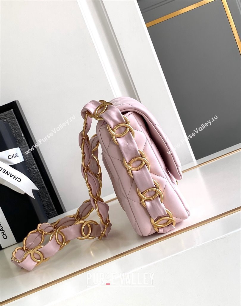 Chanel Lambskin Small Flap bag with CC Chain Light Pink 2024 CH083002 (yezi-240830086)