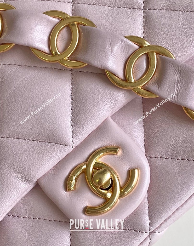 Chanel Lambskin Small Flap bag with CC Chain Light Pink 2024 CH083002 (yezi-240830086)