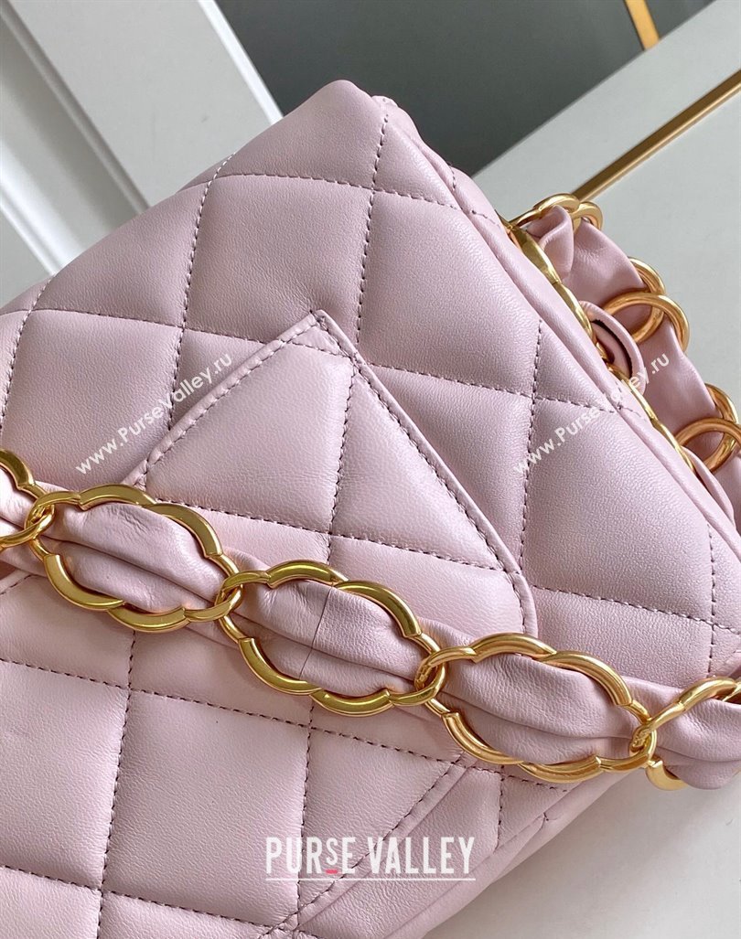 Chanel Lambskin Small Flap bag with CC Chain Light Pink 2024 CH083002 (yezi-240830086)