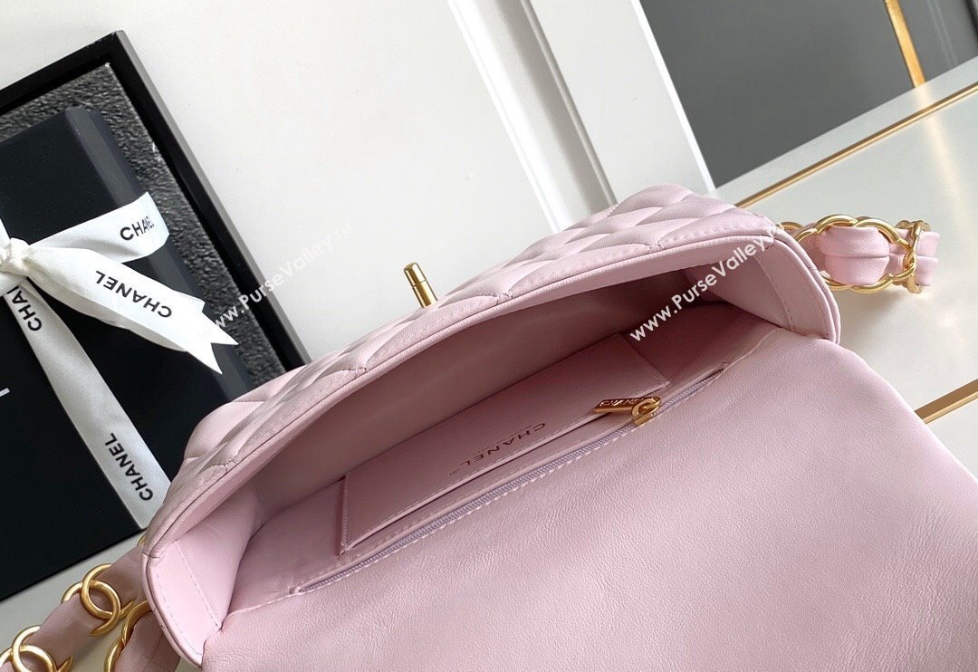 Chanel Lambskin Small Flap bag with CC Chain Light Pink 2024 CH083002 (yezi-240830086)
