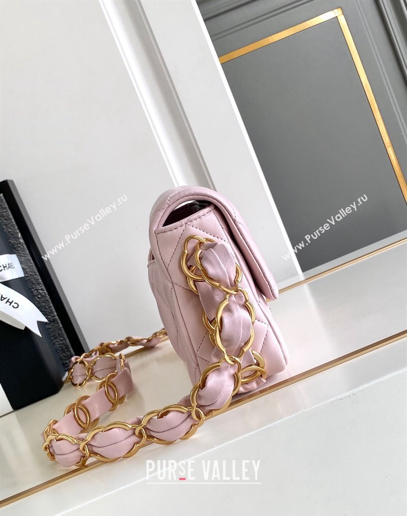 Chanel Lambskin Mini Flap bag with CC Chain Light Pink 2024 CH083001 (yezi-240830083)