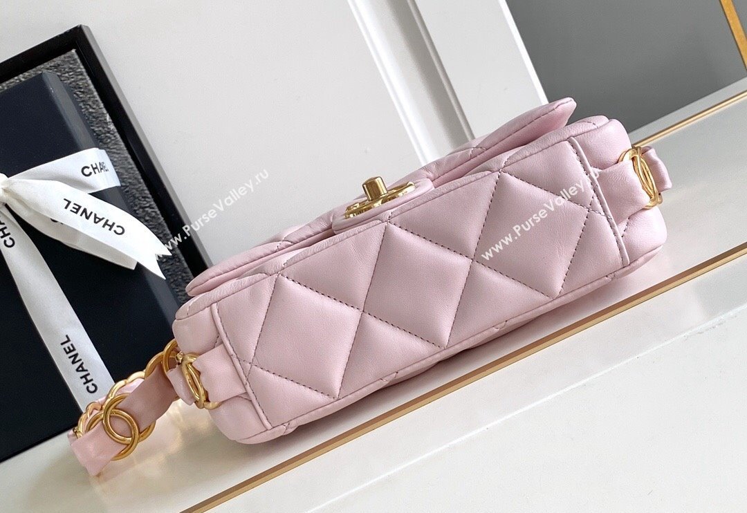 Chanel Lambskin Mini Flap bag with CC Chain Light Pink 2024 CH083001 (yezi-240830083)