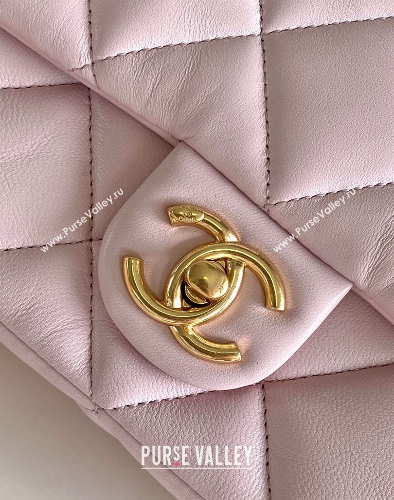 Chanel Lambskin Mini Flap bag with CC Chain Light Pink 2024 CH083001 (yezi-240830083)