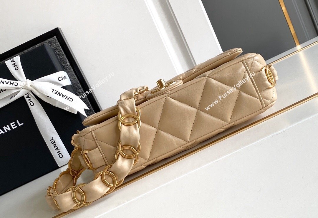 Chanel Lambskin Small Flap bag with CC Chain Beige 2024 CH083002 (yezi-240830087)