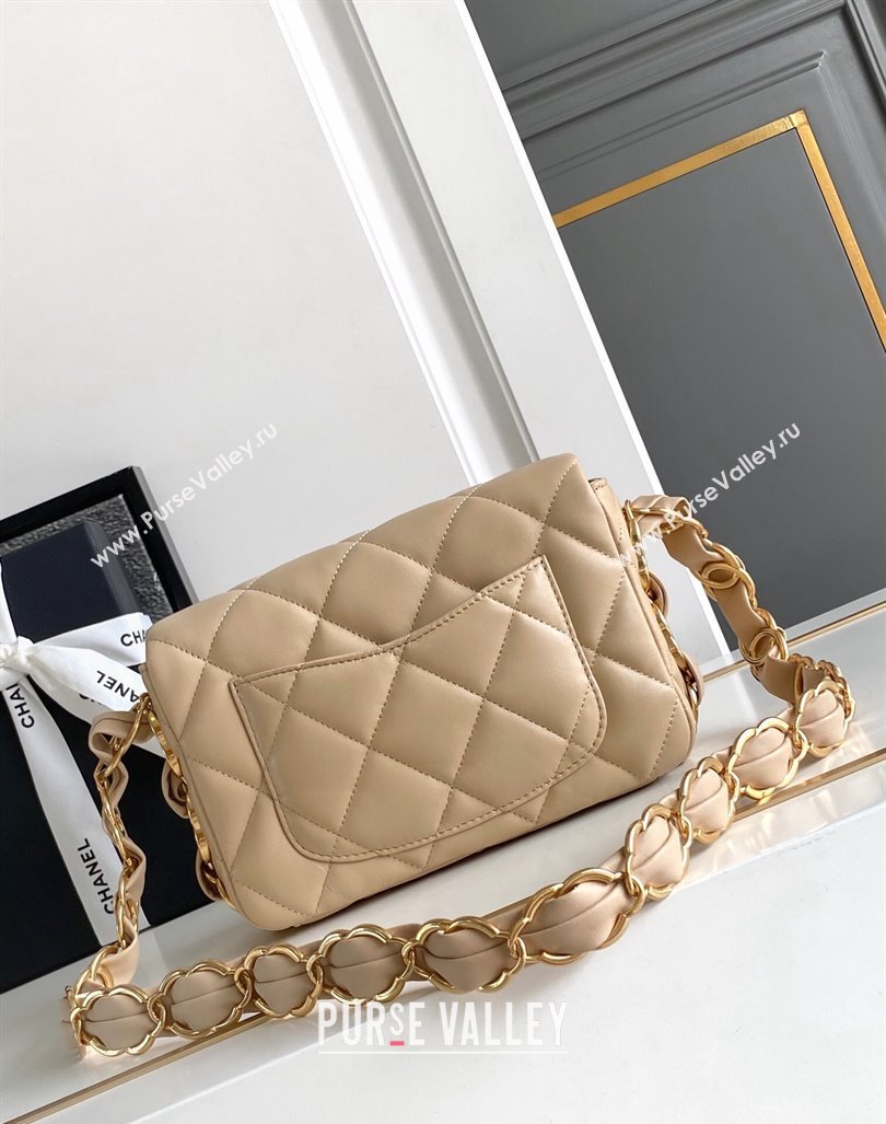Chanel Lambskin Mini Flap bag with CC Chain Beige 2024 CH083001 (yezi-240830084)