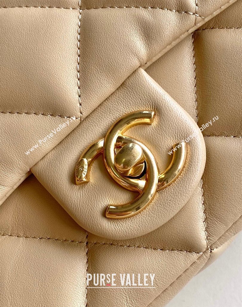 Chanel Lambskin Mini Flap bag with CC Chain Beige 2024 CH083001 (yezi-240830084)