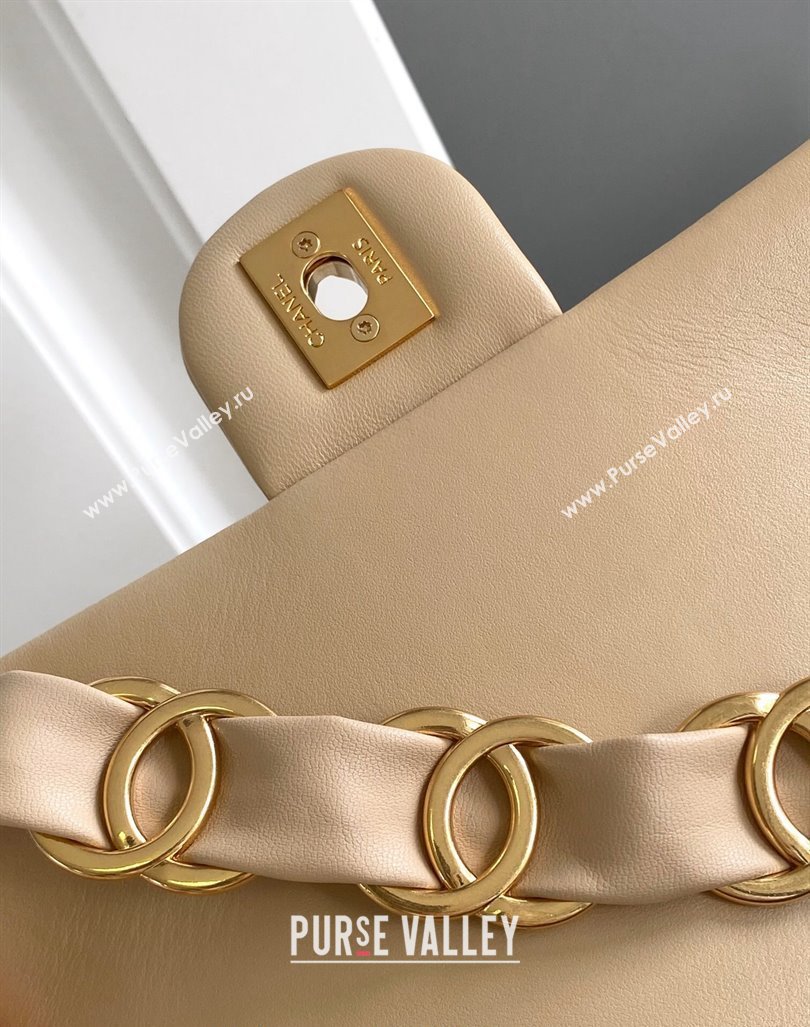 Chanel Lambskin Mini Flap bag with CC Chain Beige 2024 CH083001 (yezi-240830084)