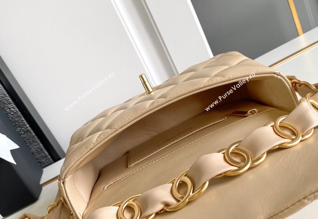 Chanel Lambskin Mini Flap bag with CC Chain Beige 2024 CH083001 (yezi-240830084)