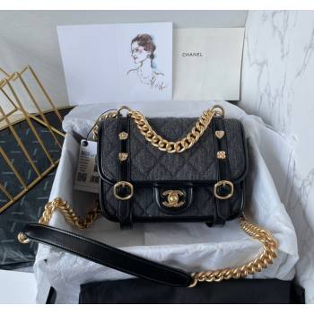 Chanel Washed Denim Mini Flap Messenger bag AS5131 Black 2024 (yezi-240830093)