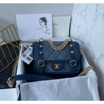 Chanel Washed Denim Mini Flap Messenger bag AS5131 Blue 2024 (yezi-240830094)