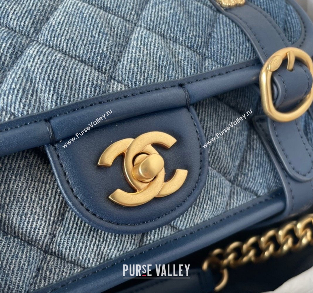 Chanel Washed Denim Mini Flap Messenger bag AS5131 Blue 2024 (yezi-240830094)